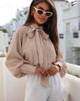 Claire Knotted Bishop Sleeve Blouse