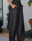 Marlowe Smocked High-Waist Pants