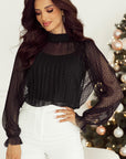 Lilia Lace Mock Neck Blouse