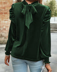 Milan Puff Sleeve Velvet Blouse