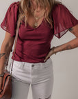 Delilah Mesh Ruffled Top