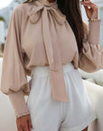 Claire Knotted Bishop Sleeve Blouse