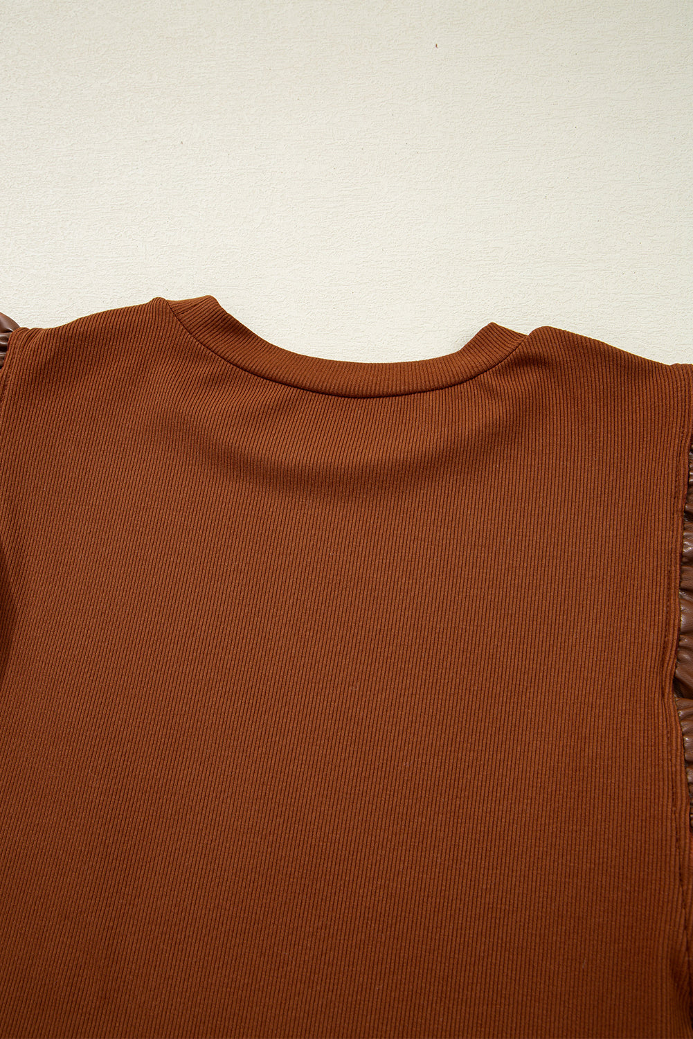 Marlowe Leather Ruffle Patchwork Top
