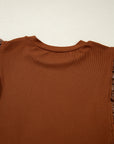 Marlowe Leather Ruffle Patchwork Top