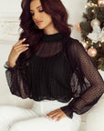 Lilia Lace Mock Neck Blouse