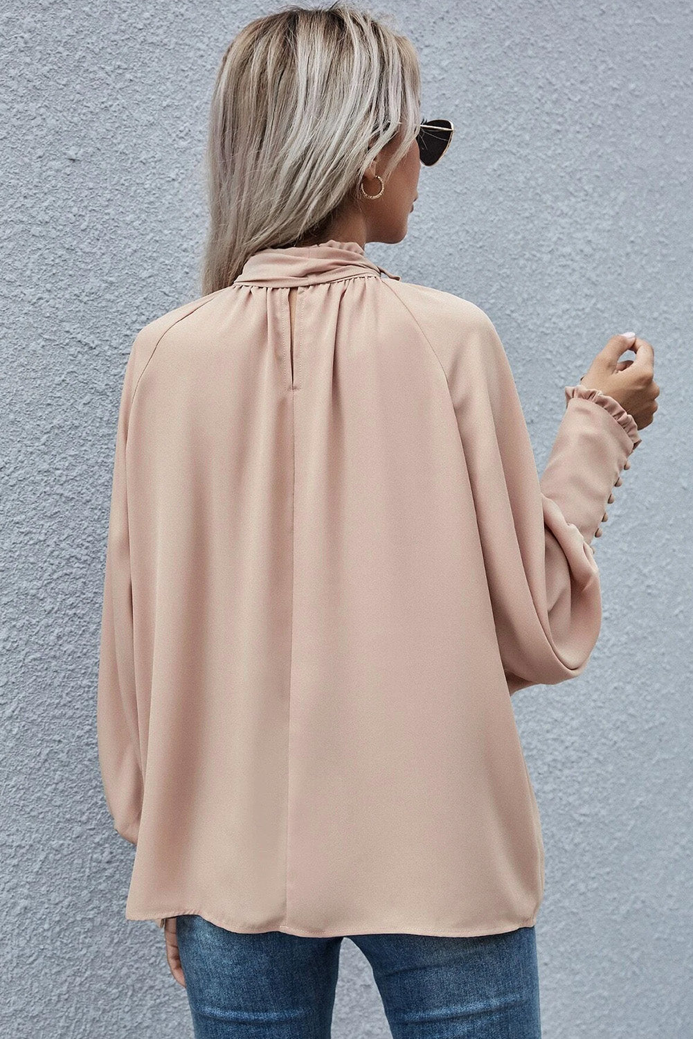 Claire Knotted Bishop Sleeve Blouse