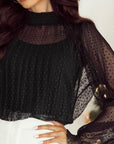 Lilia Lace Mock Neck Blouse