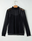 Lilia Lace Mock Neck Blouse