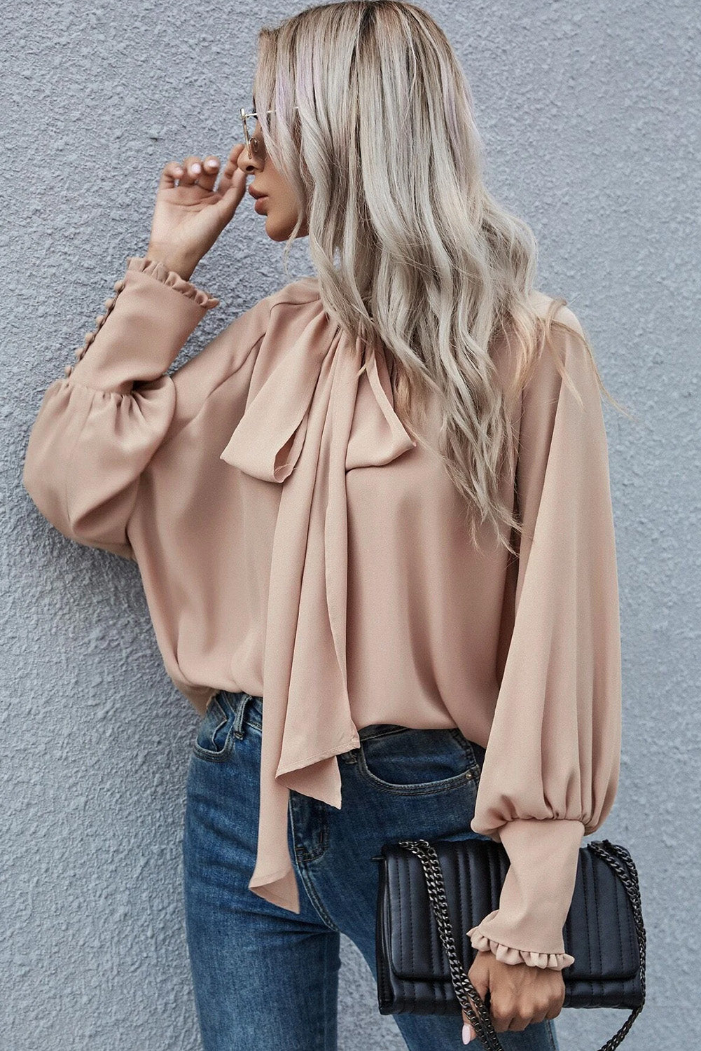 Claire Knotted Bishop Sleeve Blouse