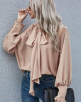 Claire Knotted Bishop Sleeve Blouse