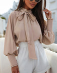 Claire Knotted Bishop Sleeve Blouse