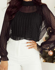 Lilia Lace Mock Neck Blouse