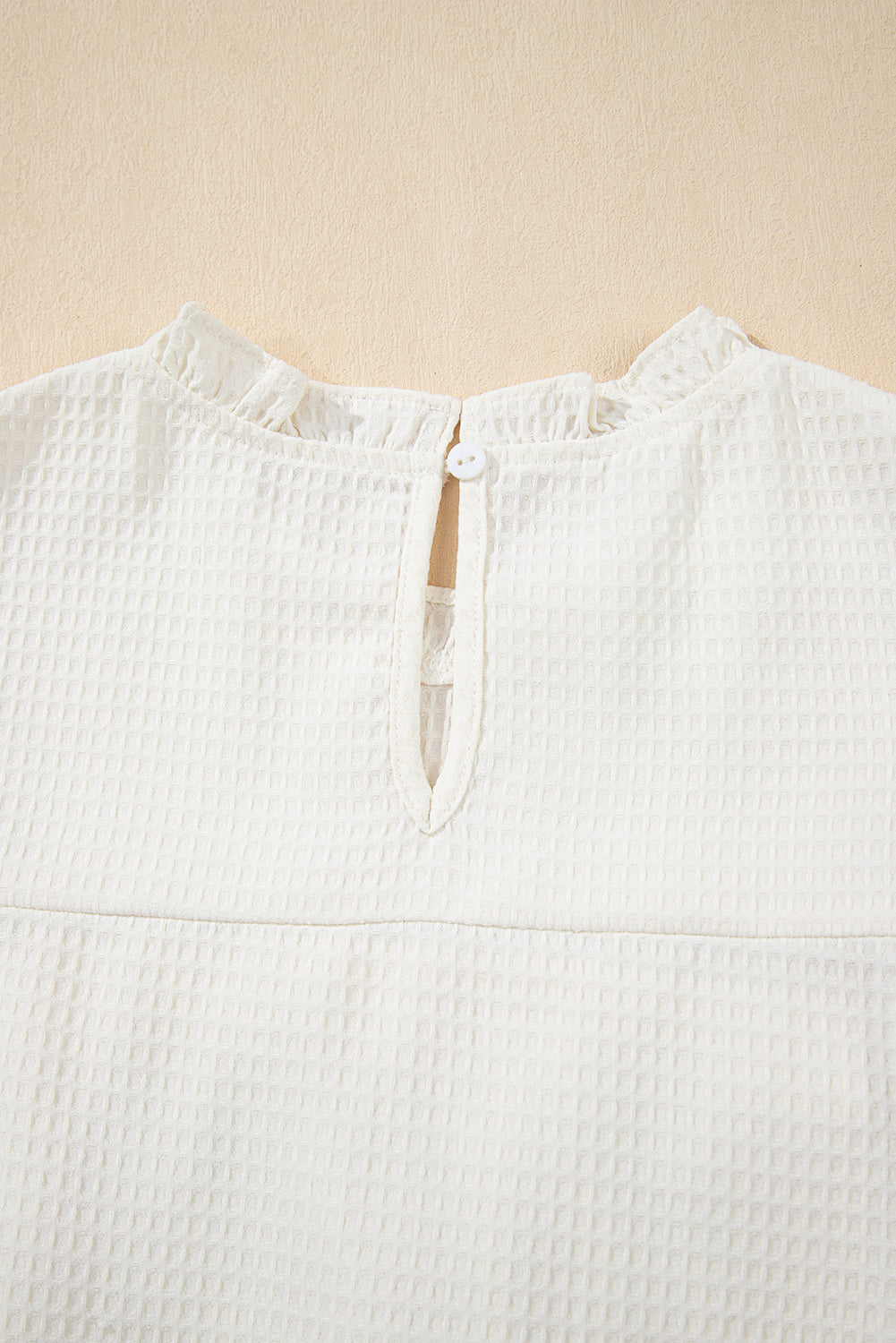 Leone Ruffle Trim Waffle Knit Blouse