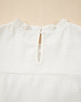 Leone Ruffle Trim Waffle Knit Blouse