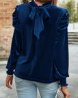 Milan Puff Sleeve Velvet Blouse